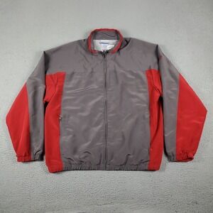 Reebok Red Gray Full Zip Winter Windbreaker Jacket Mens Size Large